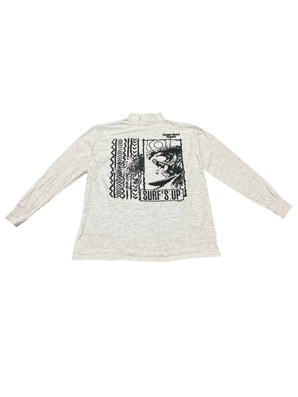 Vintage 1990s Virginia Beach Surf’s Up Turtleneck Long Sleeve Shirt